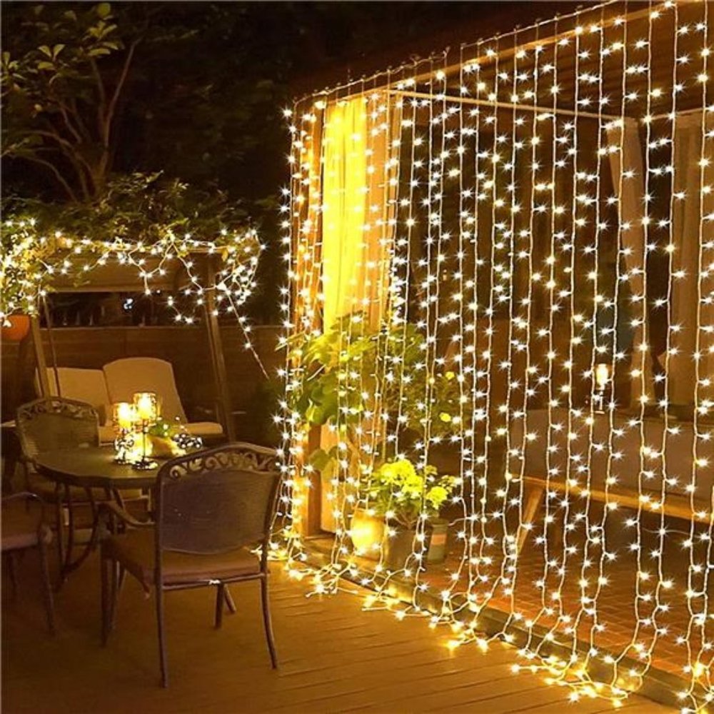 300 LED Remote Control curtain lights Plug in Fairy Outdoor Window String light